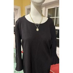 Chicos Black Solid Puff-Sleeve Dress sz 1 8-10‎